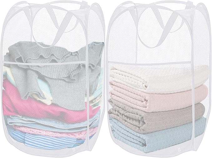 2 Pack Mesh Pop Up Laundry Baskets, Collapsible Laundry Hampers, Foldable by Aplter