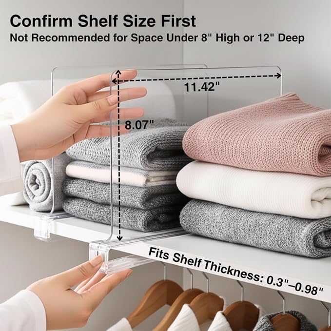 Shelf Dividers Purse Organizer for Closet: 16-Pack Acrylic Bag Storage - Image 3