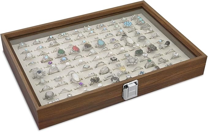 MOOCA 100 Ring Box Jewelry Display Tray, Display Case Accessories Storage Box by Mooca