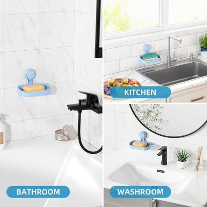 LEVERLOC Soap Dish Holder for Shower Suction Cup Wall Mounted Self Draining - Image 7