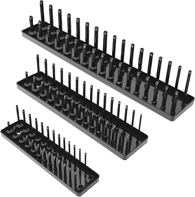 3PCS Socket Organizer Tray Set, Metric Socket Storage Trays, 3/8-Inch & by AIUITIO