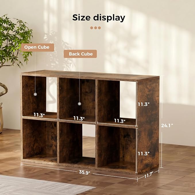 LUCKLIFE 6-Cube Storage Organizer, Stackable Modular Bookcase Shelf - Image 2