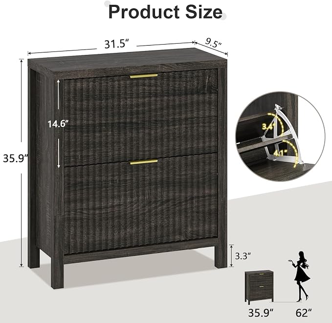 Fluted Shoe Cabinet Storage - Image 2
