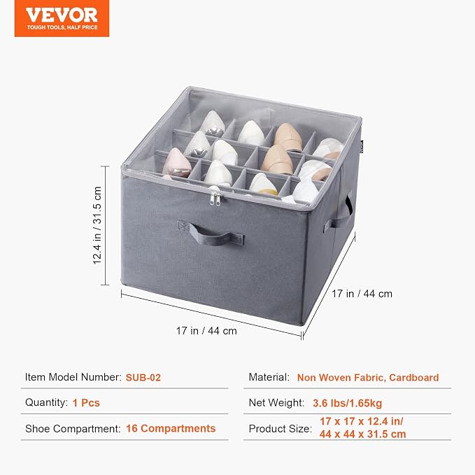 VEVOR Under Bed Shoe Storage Organizer, 1 Pack, 16 Compartments, Underbed Shoe - Image 7