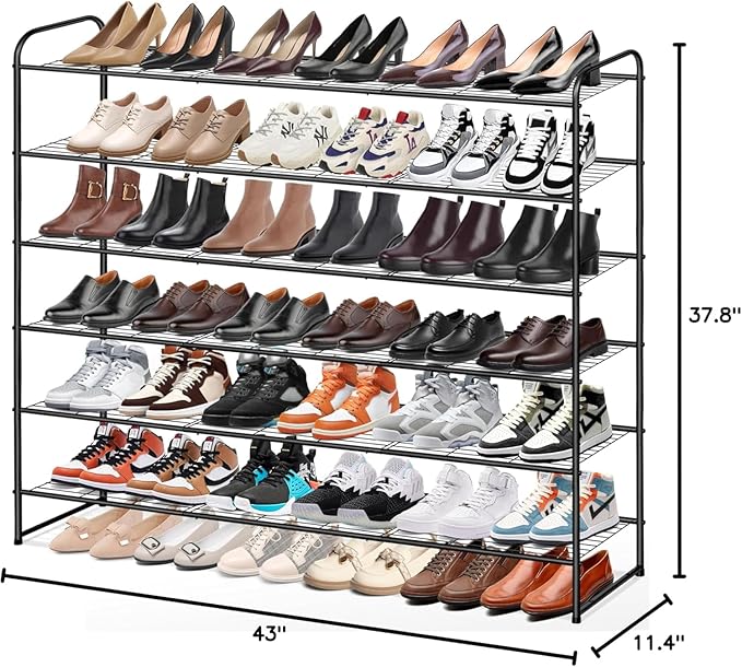 KEETDY Large Shoe Rack 6 Tier Organizer Tall Metal Shoe Organizer - Image 2