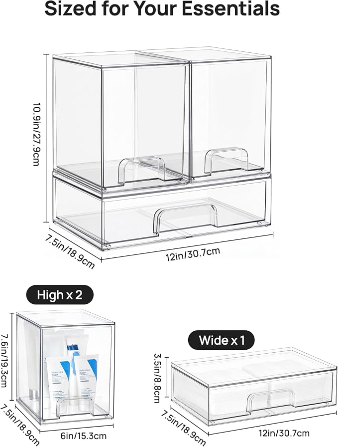 Vtopmart Stackable Storage Drawers Set of 3, Laundry Room Organization - Image 2