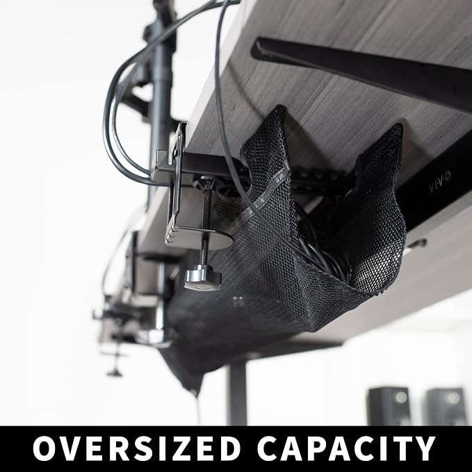 VIVO No Drill Clamp-on 36 inch Mesh Net Under Desk Cable Management Wire - Image 7