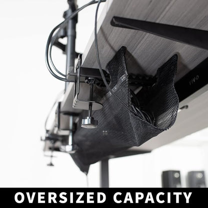 VIVO No Drill Clamp-on 36 inch Mesh Net Under Desk Cable Management Wire - Image 7