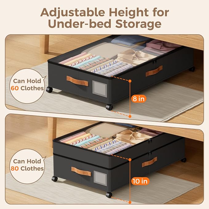 Under Bed Storage with Wheels, Large Capacity UnderBed Containers with Clear - Image 2