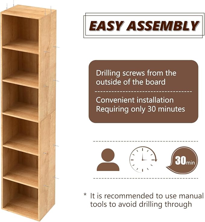 Wooden 6 Cube Storage Organizer, 6 Tier Storage Cubes Unit Display Cubby - Image 4