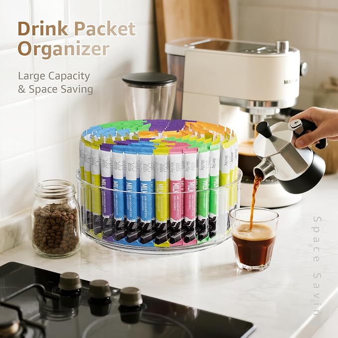 Rotating Drink Mix Organizer, Water Packet, Water Flavor Packet, Divided Drink - Image 4