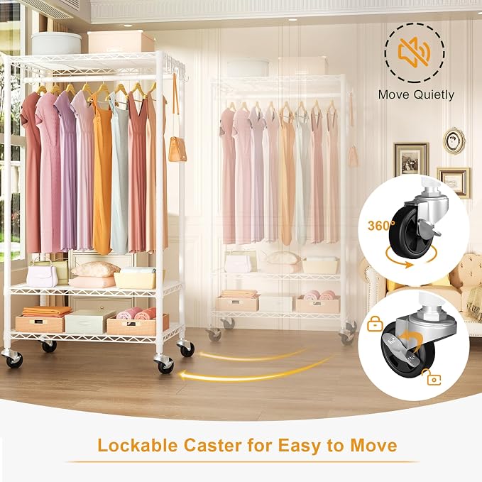 FUTASSI P6 Rolling Clothes Rack Heavy Duty, Clothing Racks - Image 5