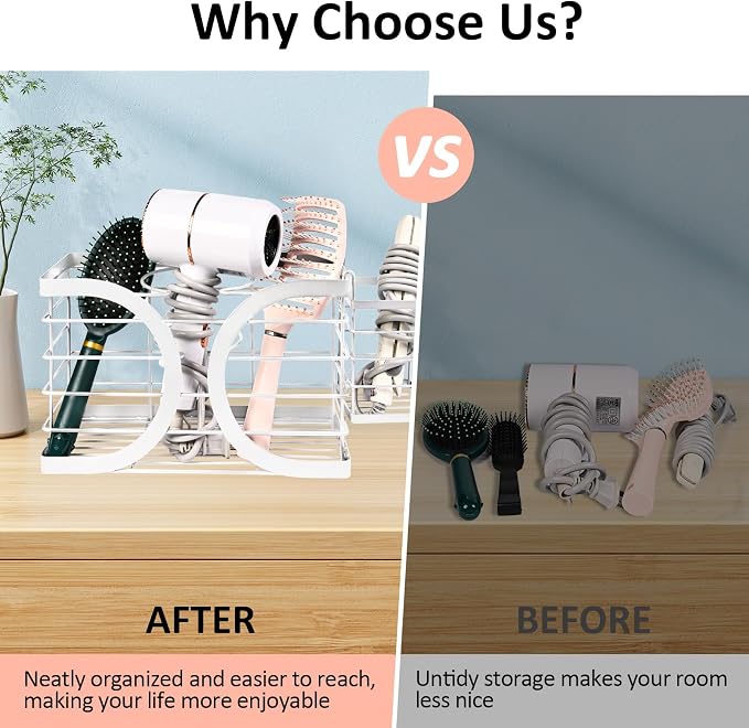 Elegant White Wall Mounted Hair Dryer Holder - Image 6