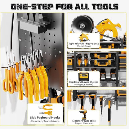 Power Tool Organizer with Charging Station Wall Mount, 3 Layer Expanded Heavy - Image 6