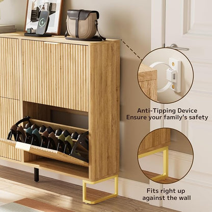 Fluted Shoe Cabinet Storage - Image 4