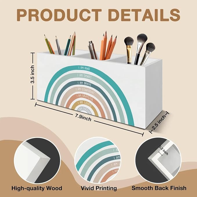 Boho Colorful Rainbow Pen Pencil Holder Organizer - Image 7