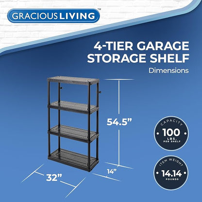 Gracious Living 4 Shelf Fixed Height Ventilated Medium Duty Storage Unit 14 x - Image 2