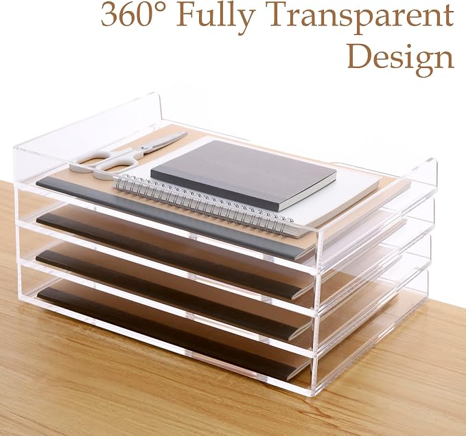 SANRUI Stackable Paper Tray, Acrylic File Organizer, Paper Tray Organizer - Image 9