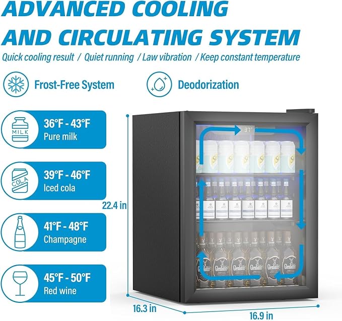 70 Can Freestanding Beverage Refrigerator, 1.6 Cu. Ft Drink Fridge - Image 4