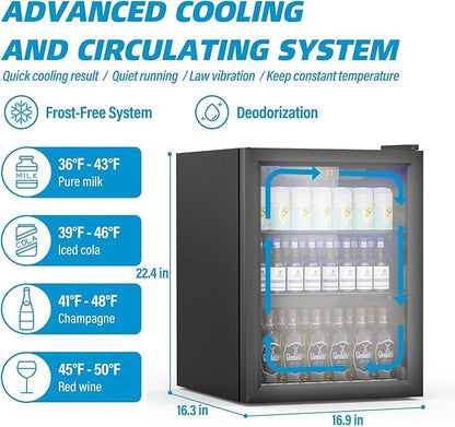 70 Can Freestanding Beverage Refrigerator, 1.6 Cu. Ft Drink Fridge - Image 4