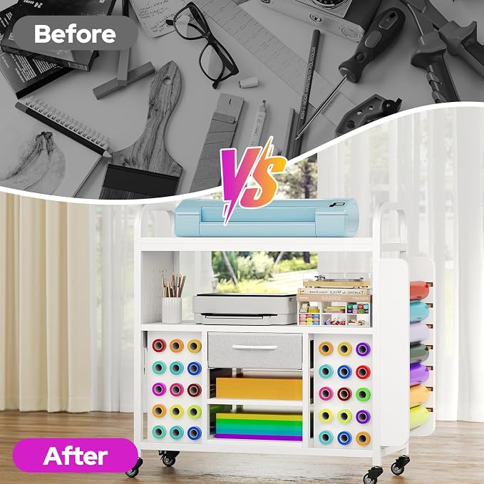 Craft Organization and Storage Cart, Large Rolling Craft Organizer Workstation - Image 7