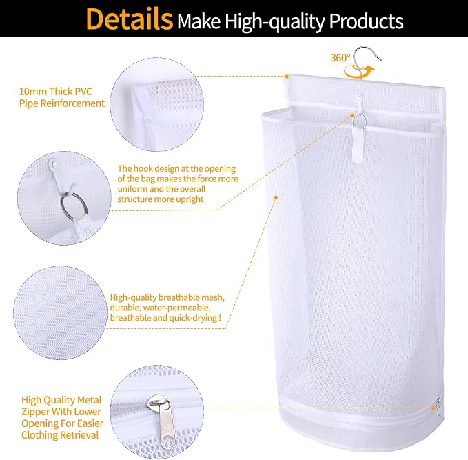 Hanging Collapsible Mesh Laundry Hamper - Image 3