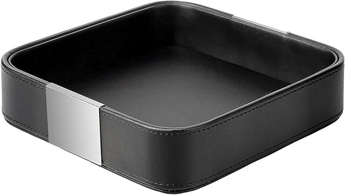 SANZIE Luxury Leather Desktop Storage Small Catchall Organizer Decorative Tray by SANZIE