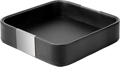 SANZIE Luxury Leather Desktop Storage Small Catchall Organizer Decorative Tray by SANZIE