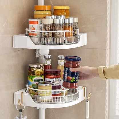 Standing Spice Rack Organizer, Counter Corner Double Tier Lazy Susan, Height - Image 8