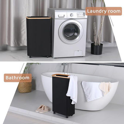 Slim Laundry Basket with Wheels, Narrow Hampers - Image 7