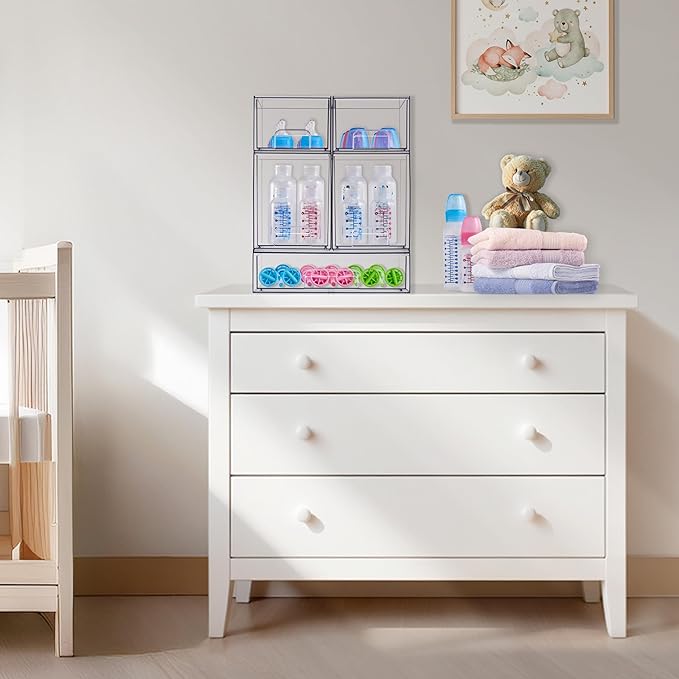 Sorbus Stackable Acrylic Storage Drawers – 4 Tall + 2 Wide – 6 Pack Clear - Image 2