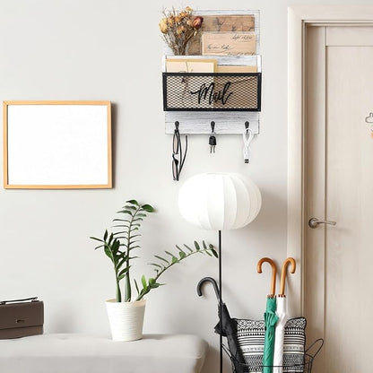 Yalikop Farmhouse Mail Organizer Wall Mounted Rustic Mail Holder Hanging Key - Image 7