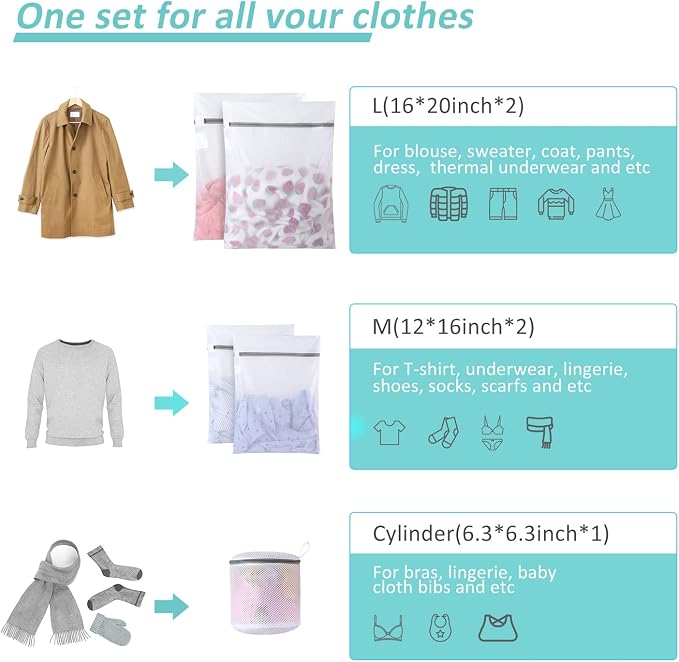 GOGOODA Mesh Laundry Bags for Delicates Durable Protective Wash Bags | Travel - Image 4
