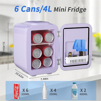 Mini Fridge, 4 Liter Makeup Fridge, 110V AC/ 12V DC Thermoelectric Cooler and - Image 2