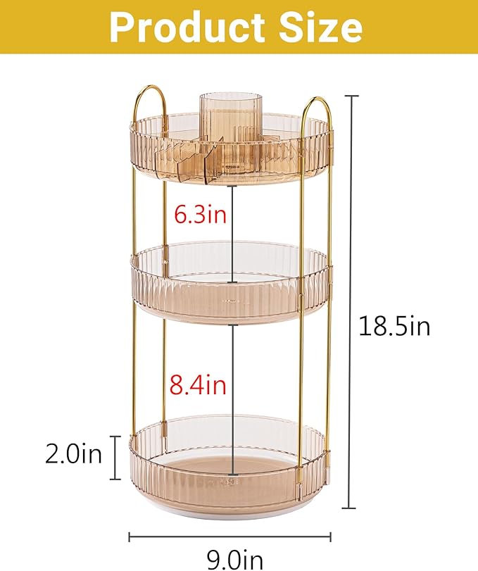 360 Rotating Makeup Organizer, 3 Tier Large Capacity Make Up Organizers and - Image 4