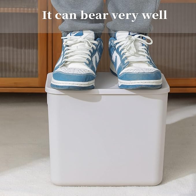 Plastic Storage Baskets With Lid Organizing Container Lidded Knit Storage - Image 4