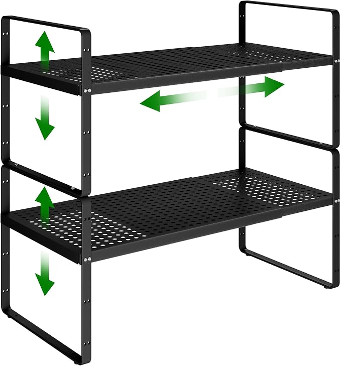 Expandable Kitchen Cabinet Shelf Organizer Rack Heavy Duty Metal Spice Rack by LOCVCDA