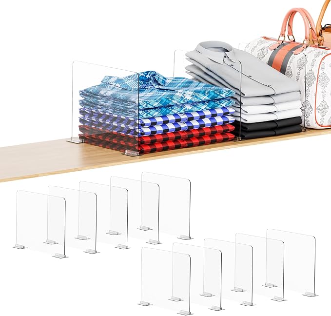 Yieach 10 Pack Acrylic Shelf Dividers by Yieach
