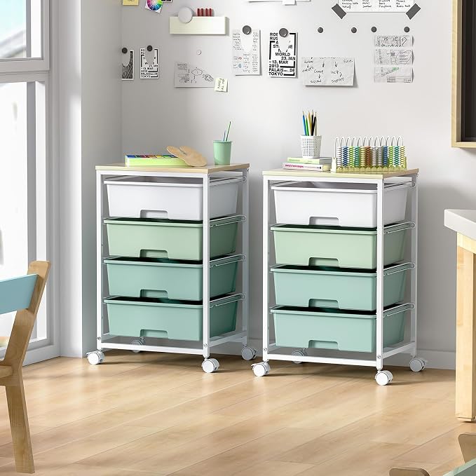 Utility Cart with 4 Drawers, Rolling Storage Cart with Drawers, Storage Rolling - Image 2