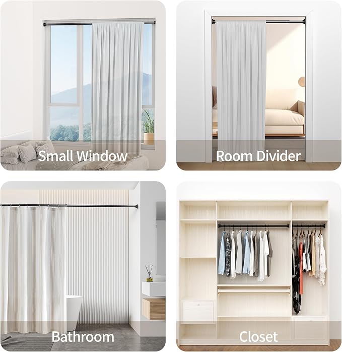 Mcrbeay Shower Curtain Rod, Non Slip Adjustable 28-74 inch No Drilling Shower - Image 7