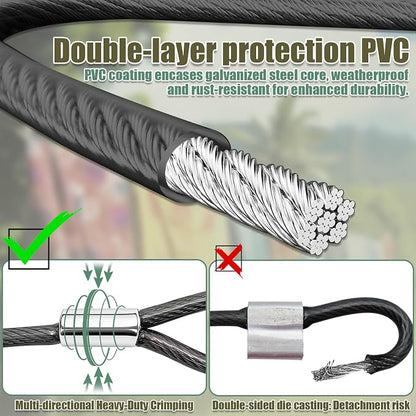 NAZOU Outdoor Retractable Clothesline, 3/16" 50ft+5ft Heavy Duty Coated Steel - Image 5