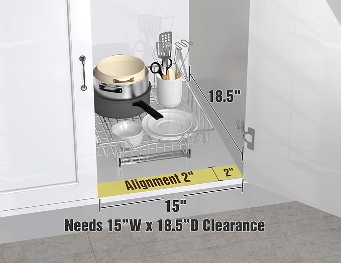 Simple Houseware Under Cabinet Pull Out Sliding Shelf Drawer, 17Dx13W | - Image 3
