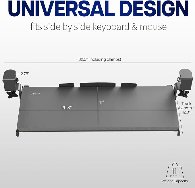 VIVO Vintage Brown Large 27 x 11 in Under Desk Keyboard Tray, MOUNT-KB05N | - Image 8
