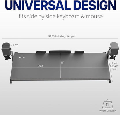 VIVO Large Clamp-on Computer Keyboard and Mouse Under Desk Slider Tray - Image 8