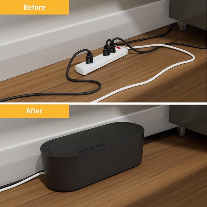 D-Line Cable Management Box, Power Strip Cover, Floor Outlet Hider, Desk Cord - Image 6