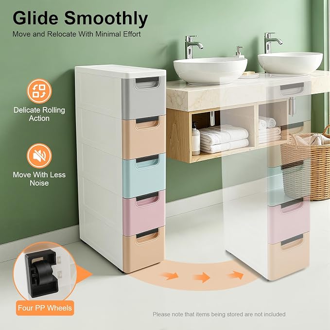 5 Drawers Stackable Storage Drawers Plastic Storage Drawers Collapsible Storage - Image 7