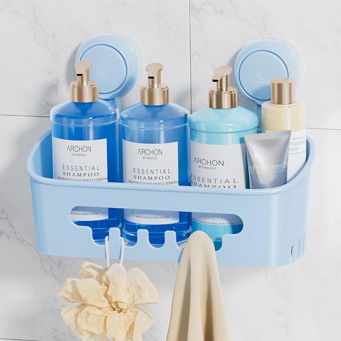 LEVERLOC Shower Caddy Suction Cup, Shower Organizer Removable Bathroom Shelf by LEVERLOC