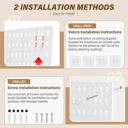 AKTOP Peg Board Wall Organizer 4-Pack – 12"x12" White Pegboard Combination Kit - Image 6