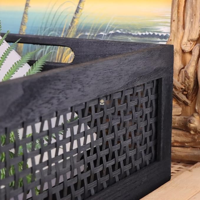 YRMT Wood Storage Crate Basket Rustic Wooden Storage Container - Image 7