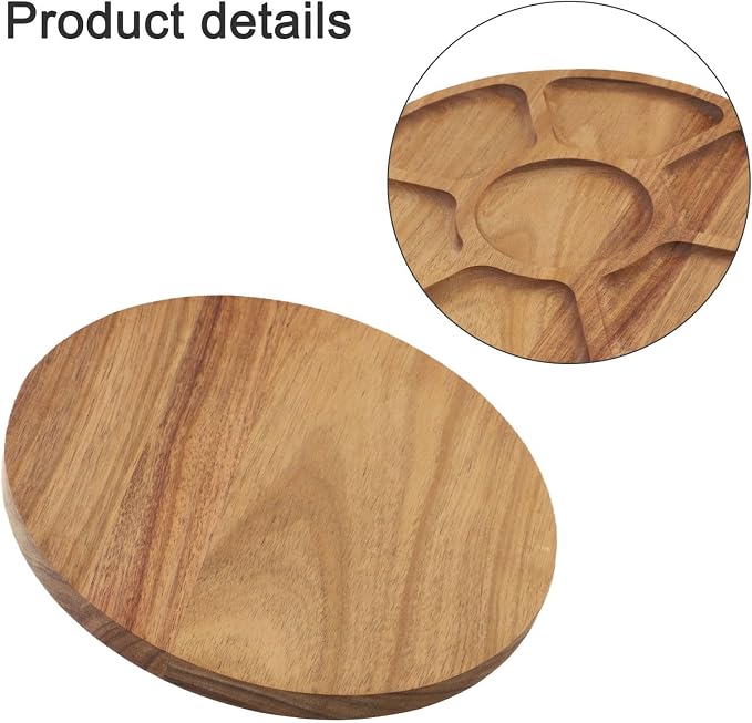 Wood Serving Tray with Compartments - Image 9